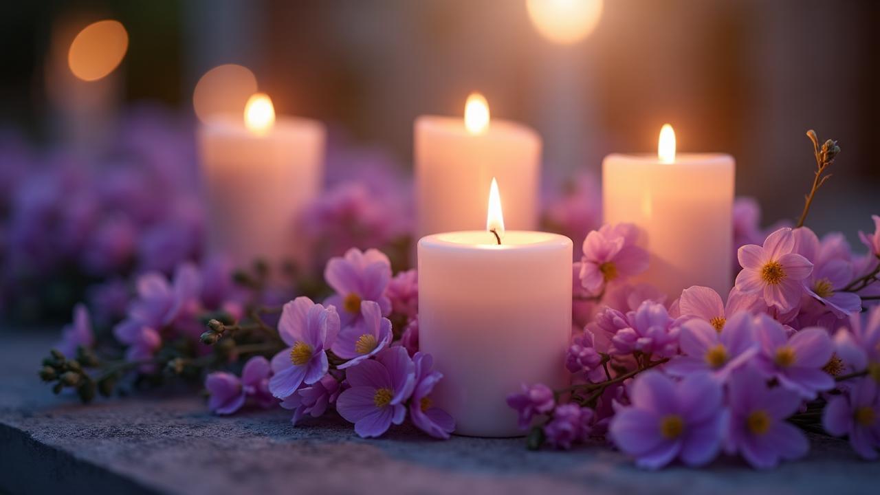 Memorial flowers and quiet moment